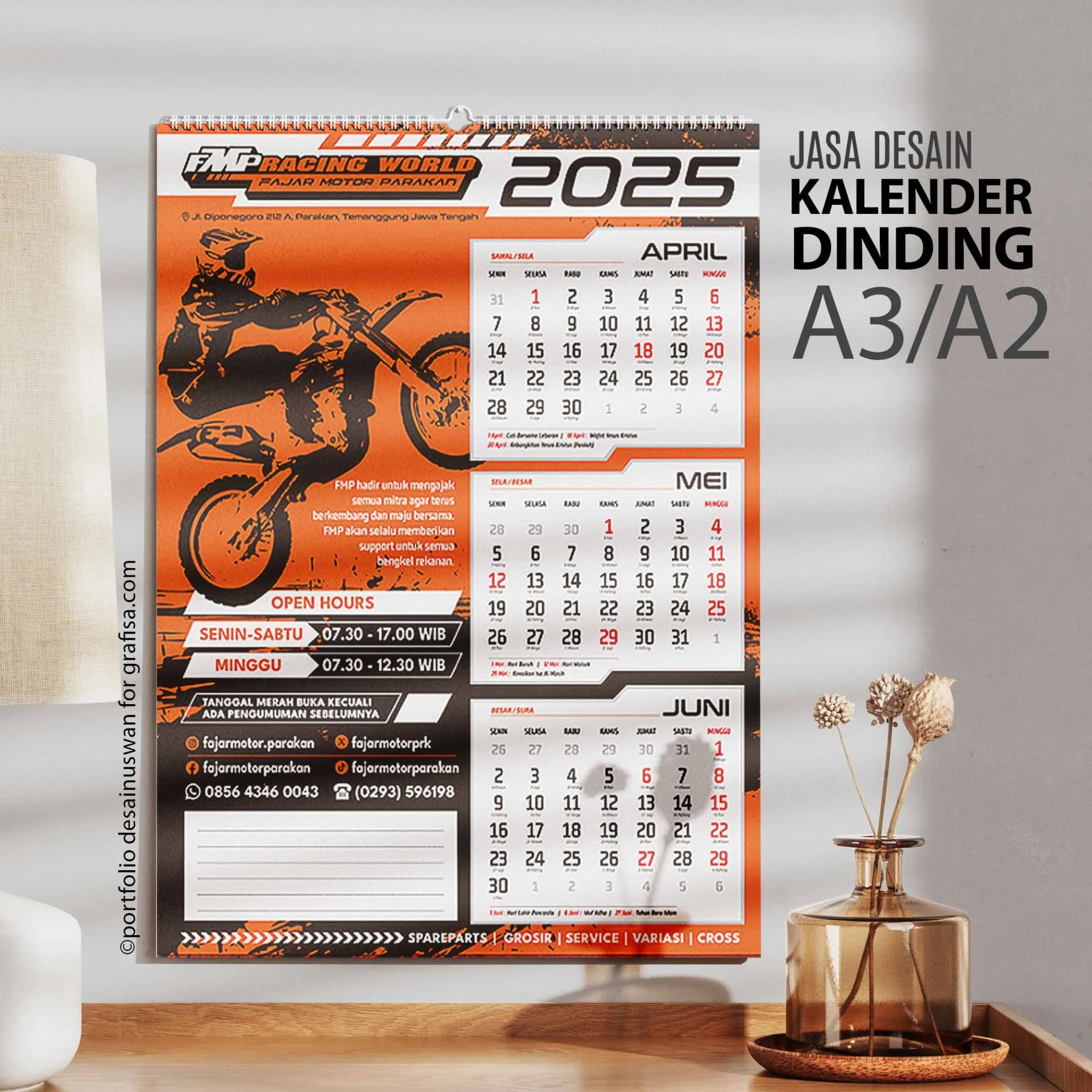 Jasa Desain Kalender Dinding ukuran A3+ / A2